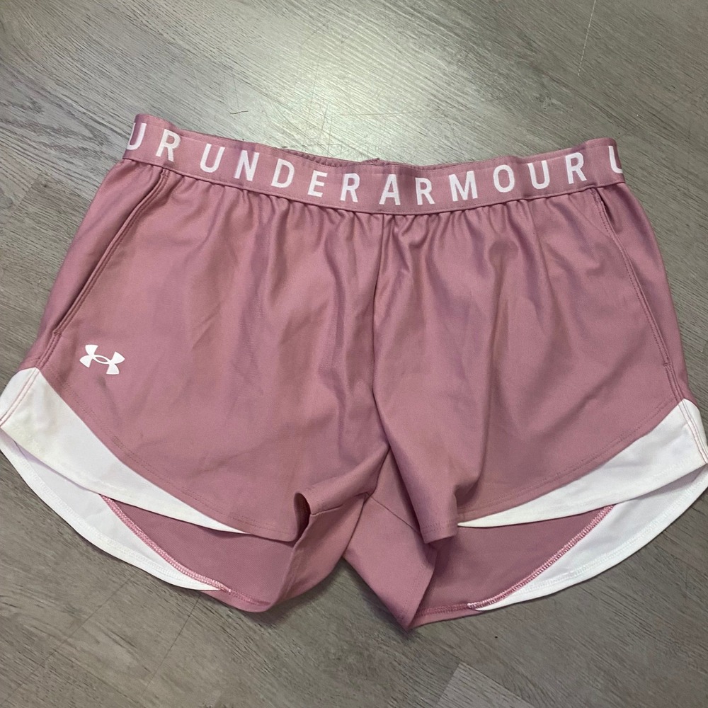 Under Armour Athletic Shorts Womens Large Pink HeatGear PlayUp Loose Fit Workout